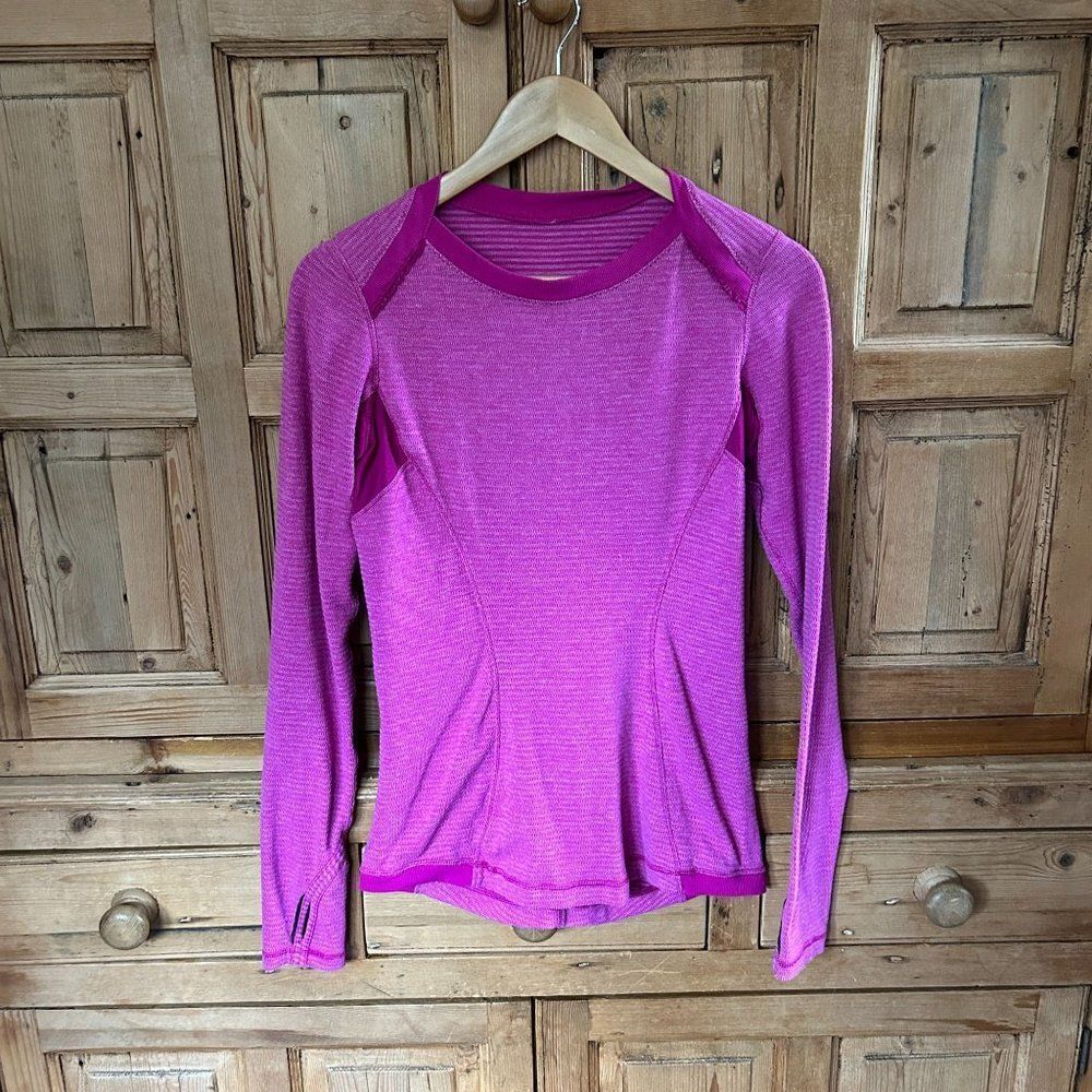 Lululemon 6 / 8 Long Sleeve Shirt Pink Ruffles Athletic Crewneck Tee